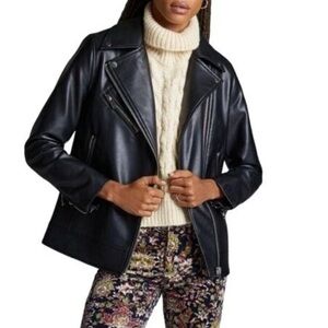 Anthropologie Avec Les Filles Relaxed Faux Leather Moto Jacket Size S NWT
